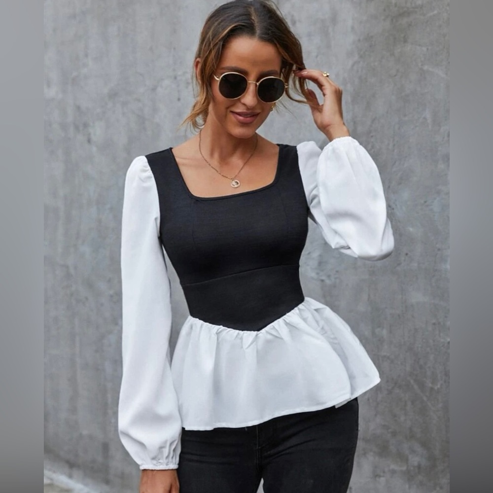 Unity Two Tone Peplum Top